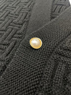 Navy Wool Cable Cardigan - Men's