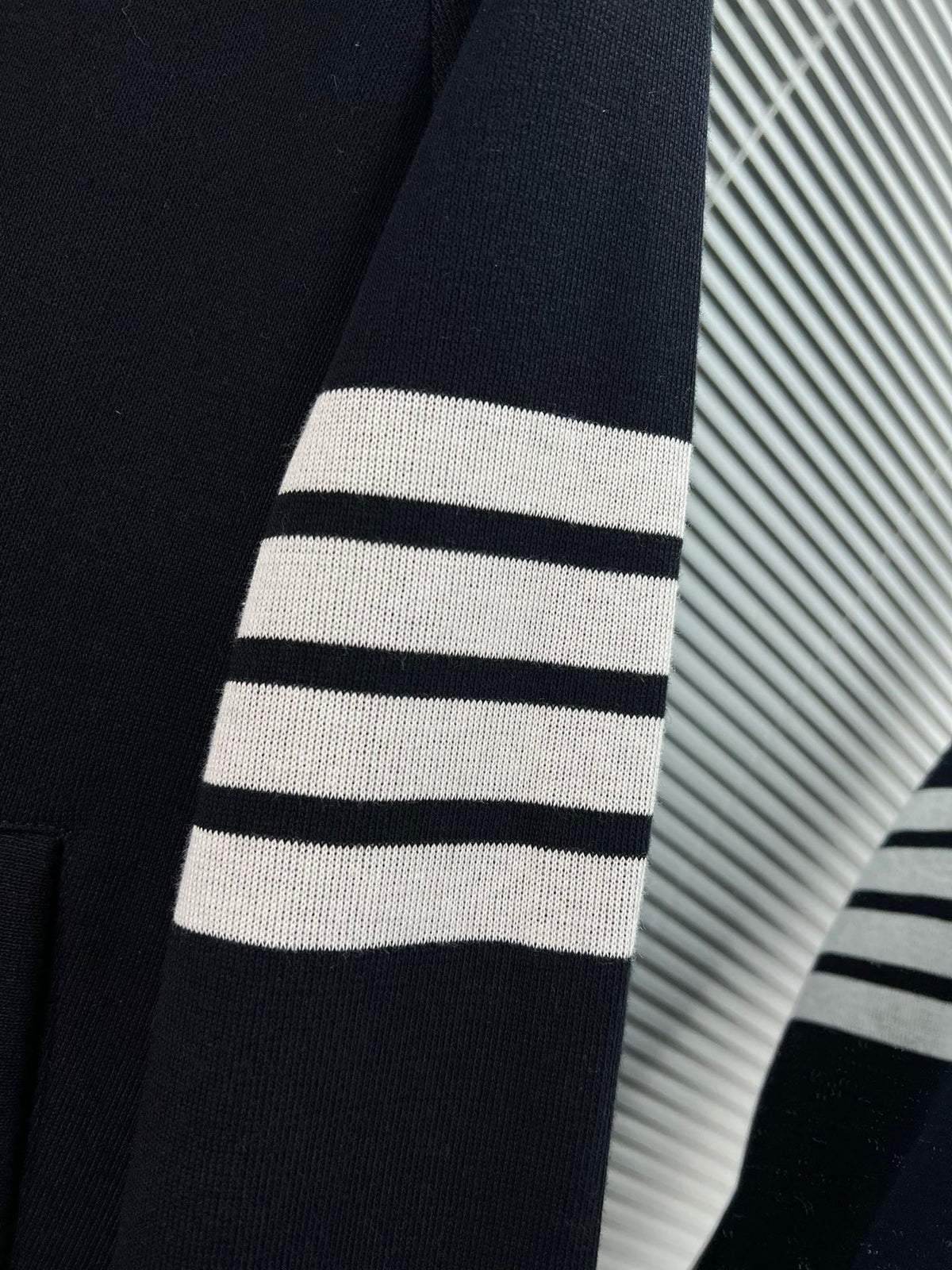 Navy Wool Four-Bar Zip-Through - Men's