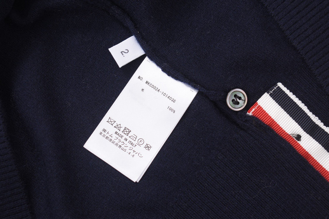 Grey Wool Four-Bar Crewneck - Men's