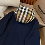 Black Cotton Check Lined Pullover - Men's
