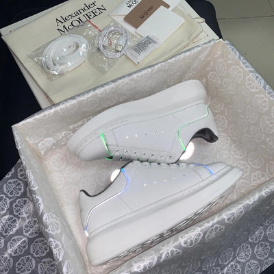 Oversized Iridescent Purple Tab Sneakers