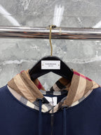 Black Cotton Check Lined Pullover - Men's