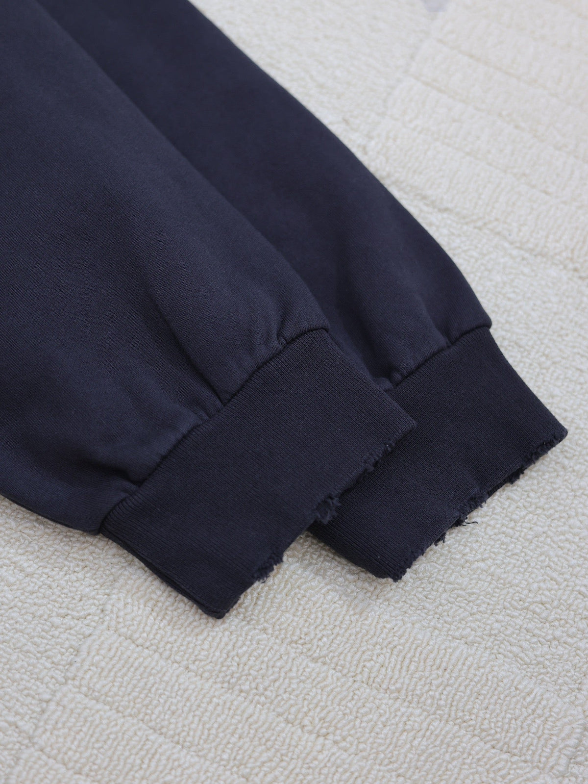 Black Cotton Tonal Text Pullover - Men's