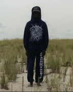Navy Cotton Web Print Pullover - Men's
