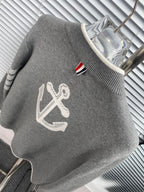 Navy Wool Four-Bar Cardigan - Men's