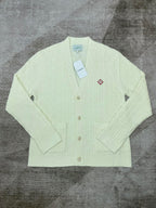 Navy Wool Cable Cardigan - Men's