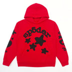Red Cotton Star Print Pullover - Men's