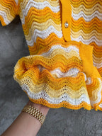 Yellow Knit Chevron Short-Sleeve - Men's