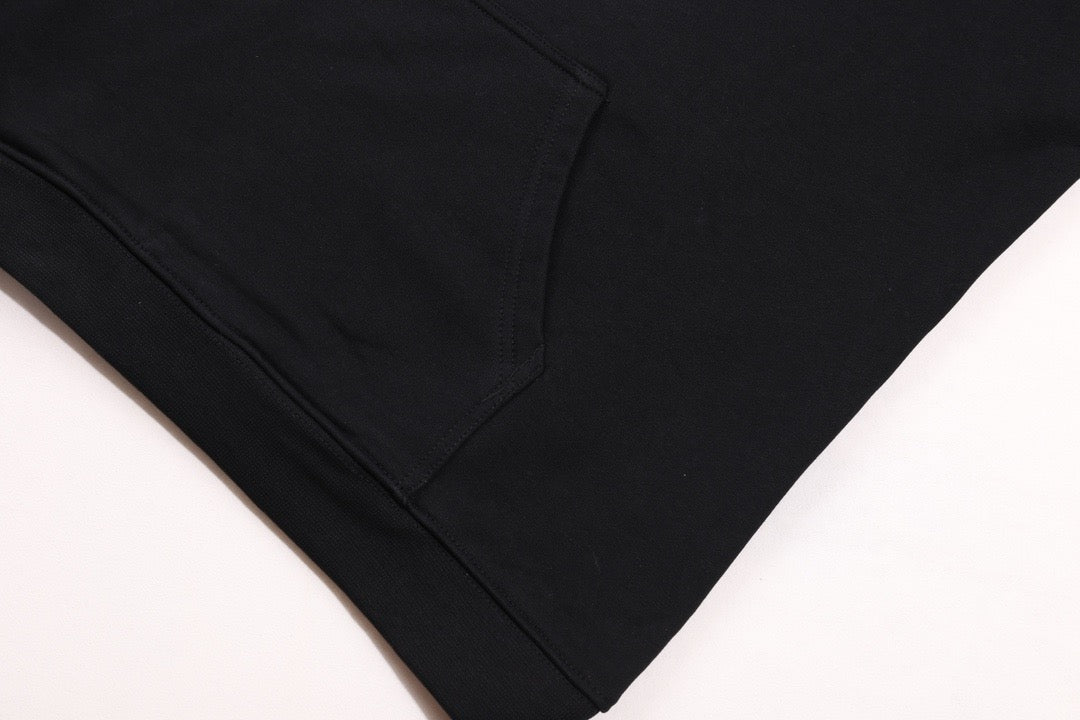 Black Cotton Graphic Pullover - Men's
