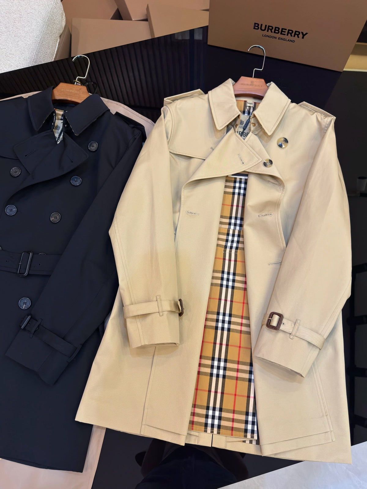 Navy Belted Trench - Men's
