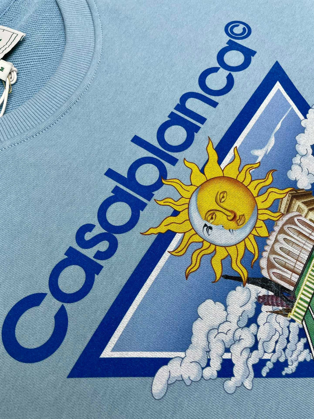 Blue Cotton Sun Graphic Crewneck - Men's