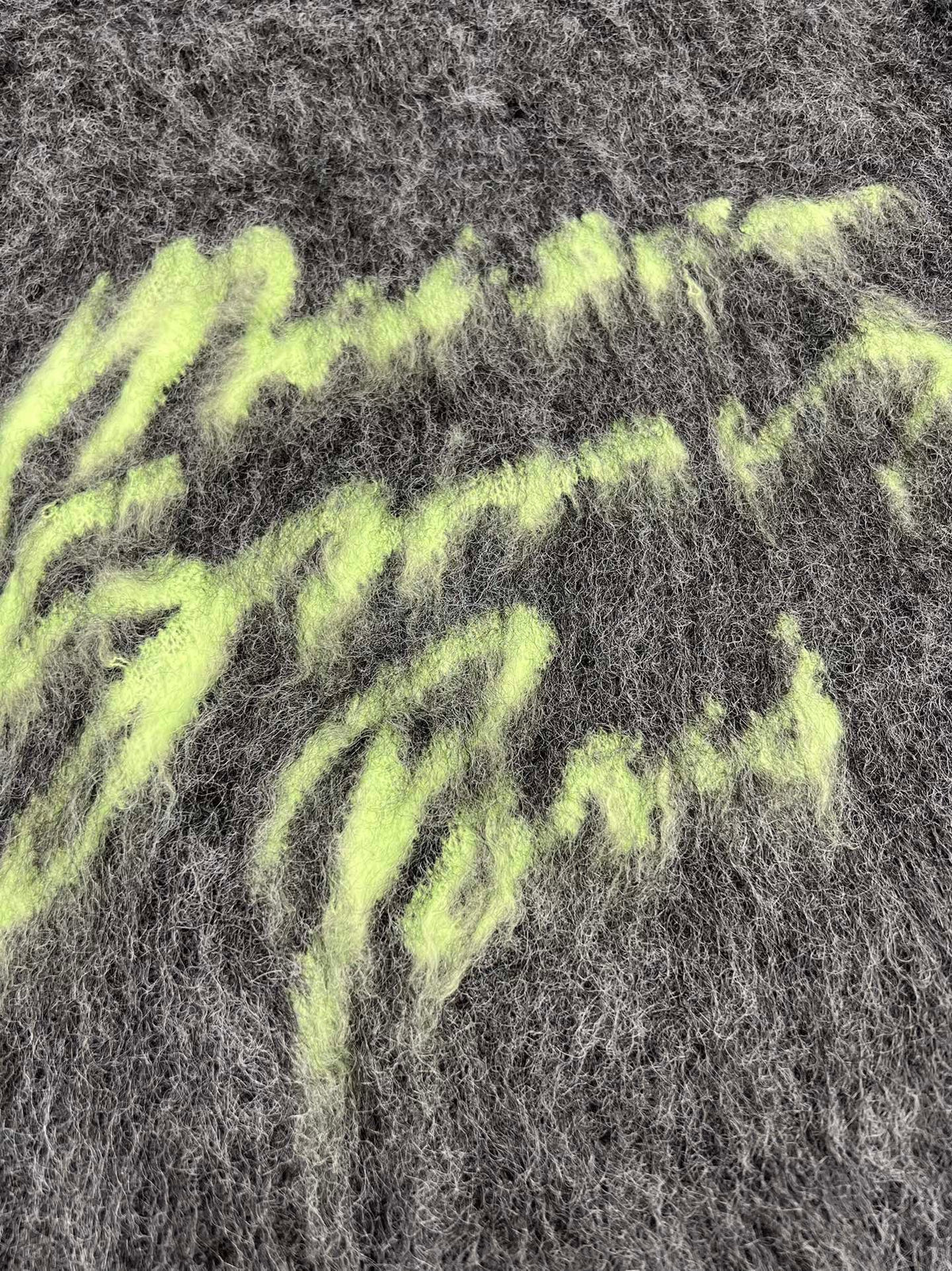 Grey Mohair Graphic Crewneck - Men's