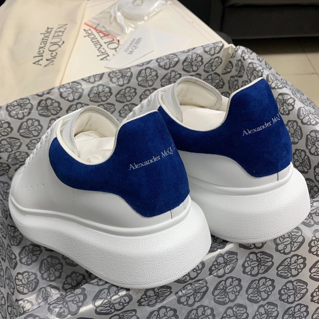 Oversized Blue Suede Tab Sneakers