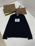 Navy Cotton Label Patch Crewneck - Men's