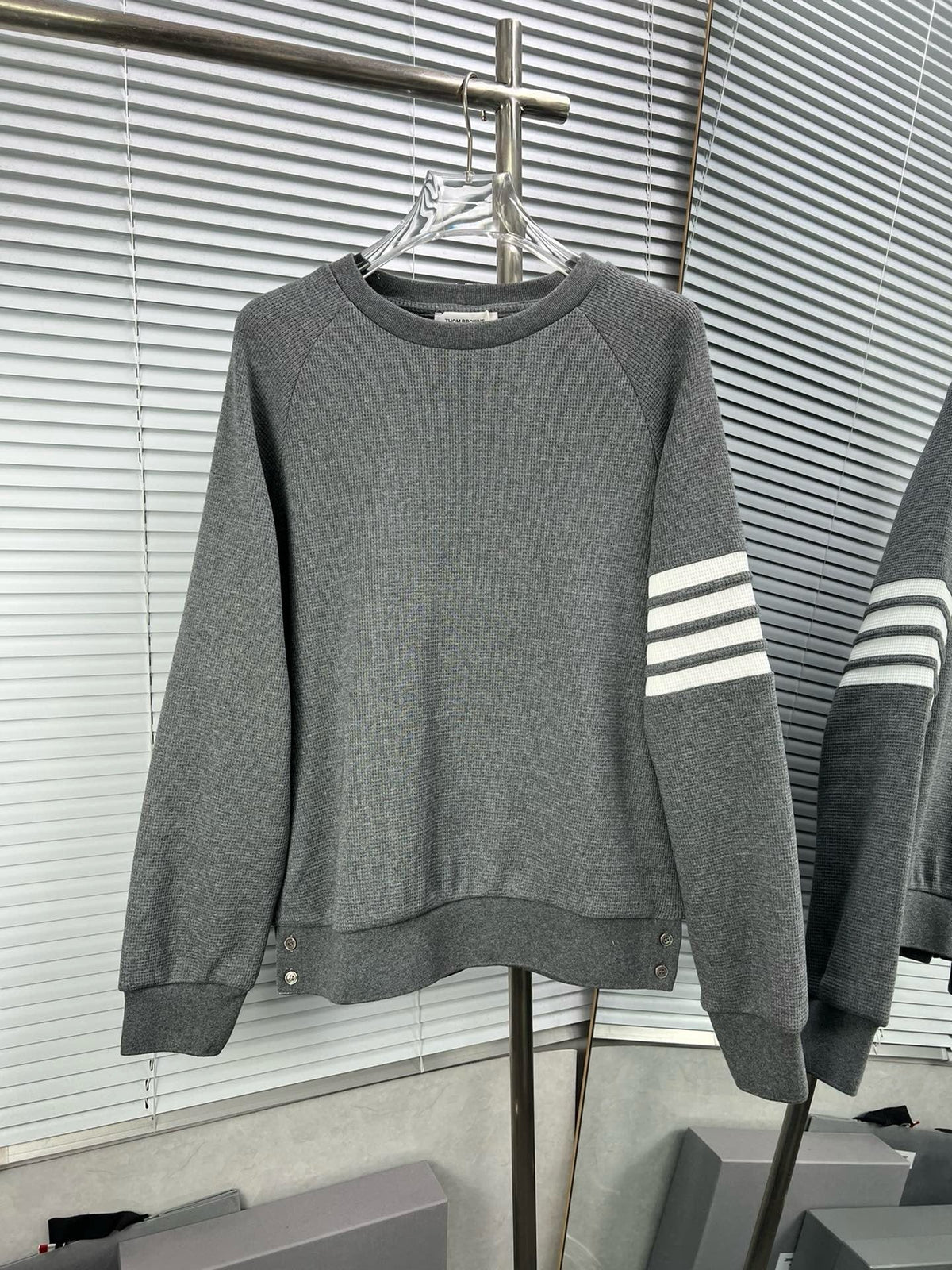 4-Bar Crewneck Grey Loopback - Men's