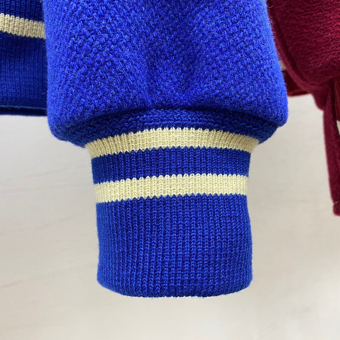 Blue Wool Shoulder Panel Varsity - Men's