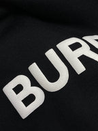 Black Cotton White Text Crewneck - Men's
