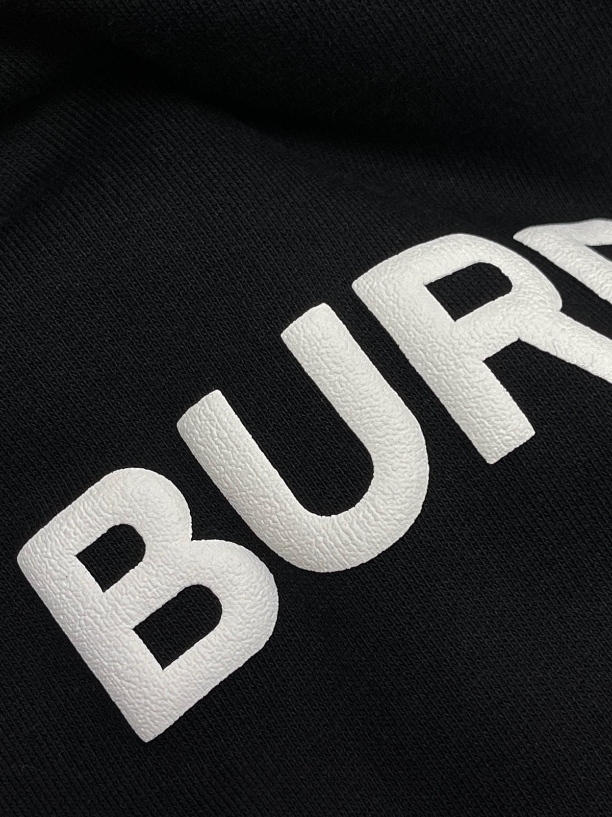 Black Cotton White Text Crewneck - Men's