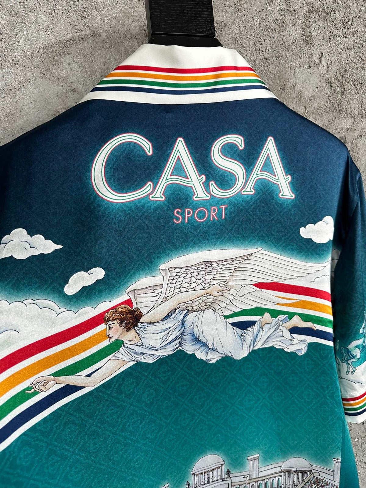 Teal Gradient Print Silk Shirt - Men's