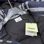 Navy Check Puffer Jacket - Men's
