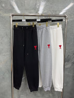 Black Cotton Heart Logo Joggers - Men's
