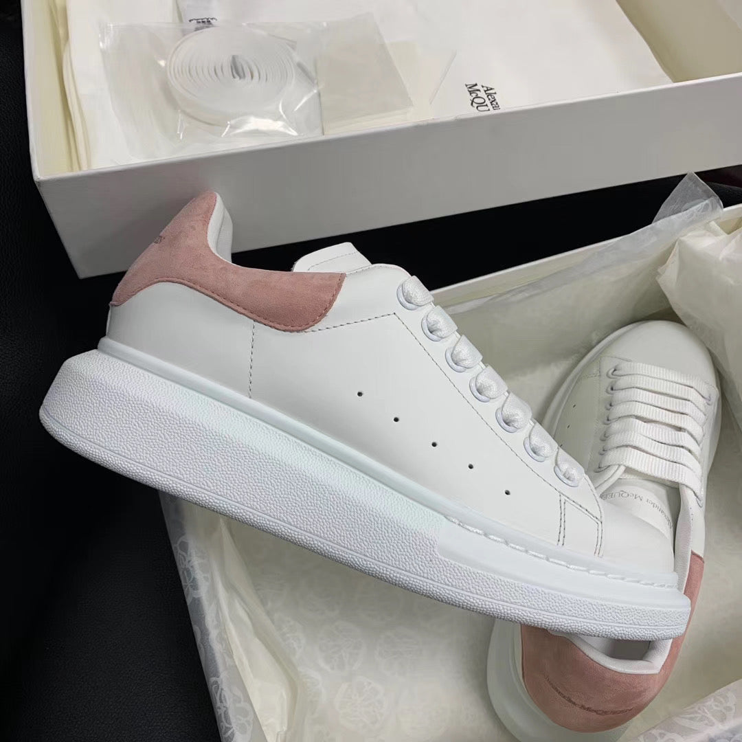 Oversized Pink Suede Tab Sneakers