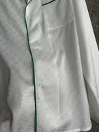 White Silk Piped Long-Sleeve - Men's