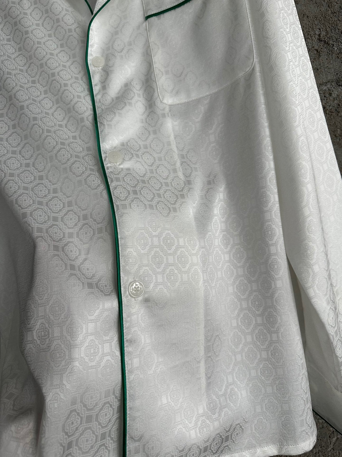 White Silk Piped Long-Sleeve - Men's