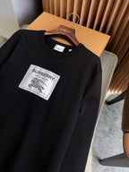 Black Cotton Plain Crewneck - Men's