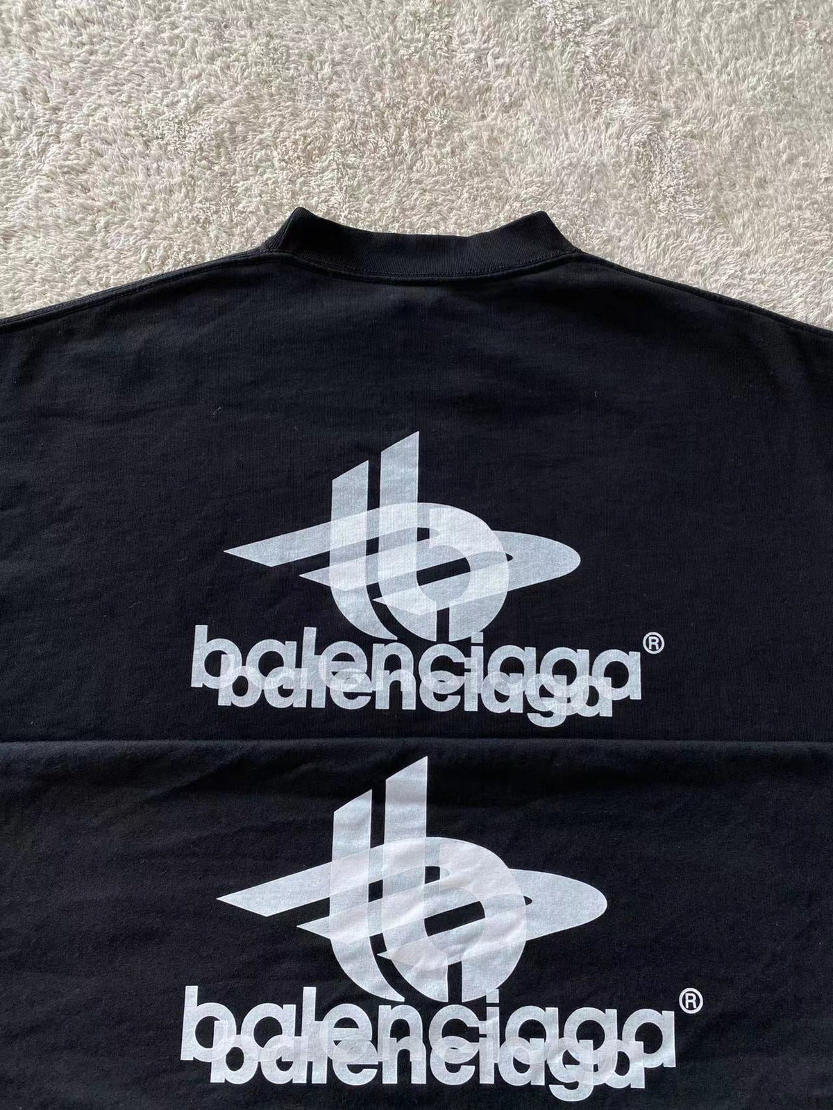 Black Cotton Logo Crewneck - Men's