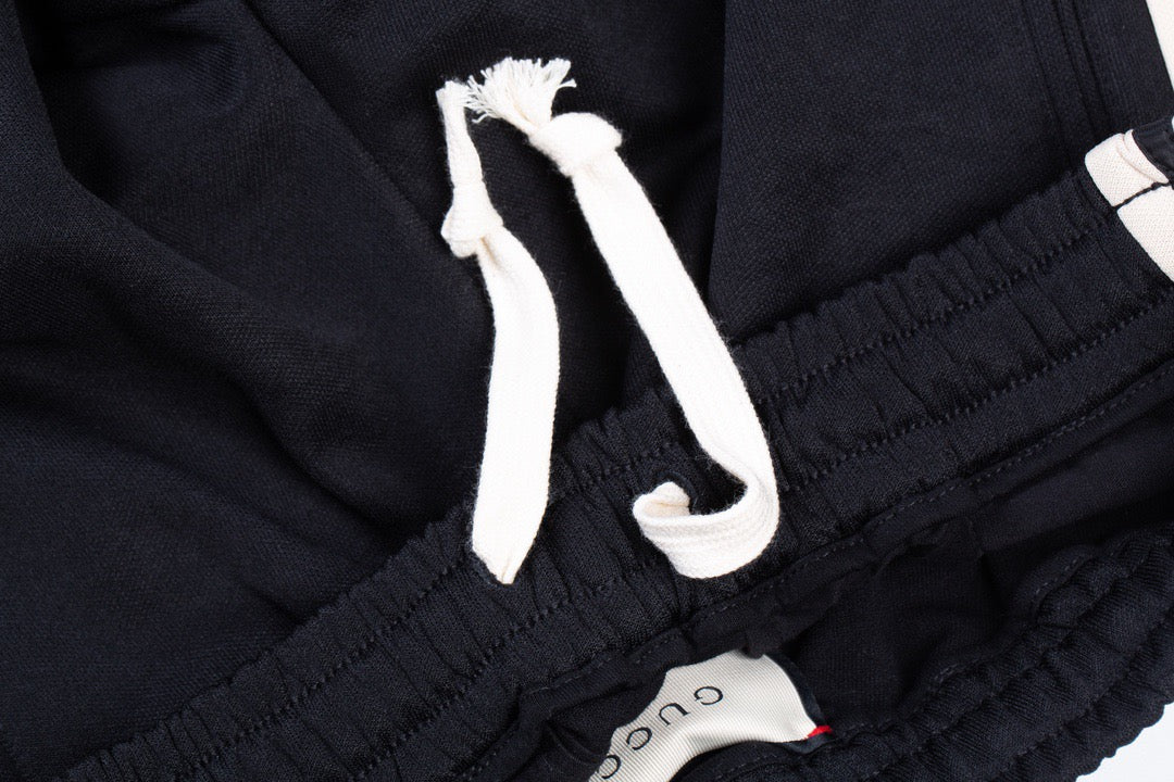 Black Jersey Striped Panel Track - Men's