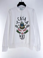 Grey Cotton Crest Graphic Crewneck - Men's