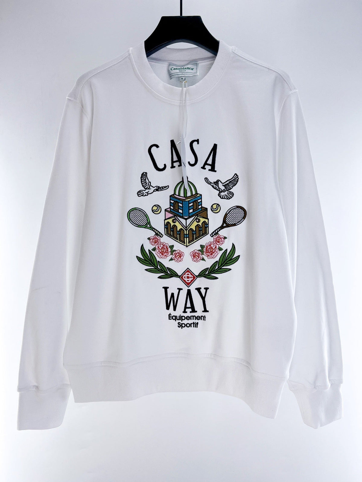 Grey Cotton Crest Graphic Crewneck - Men's