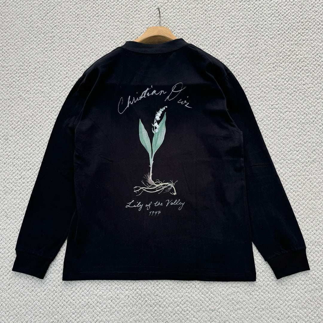 Navy Wool Chest Script Crewneck - Men's