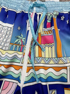 Architectural Print Silk Shorts - Men's
