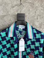 Checkerboard Print Silk Shirt - Men's