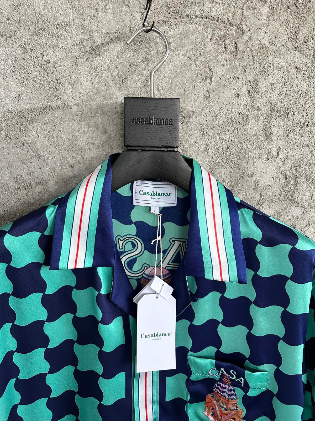 Checkerboard Print Silk Shirt - Men's