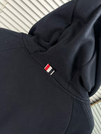 4-Bar Zip Black Hoodie - Men's