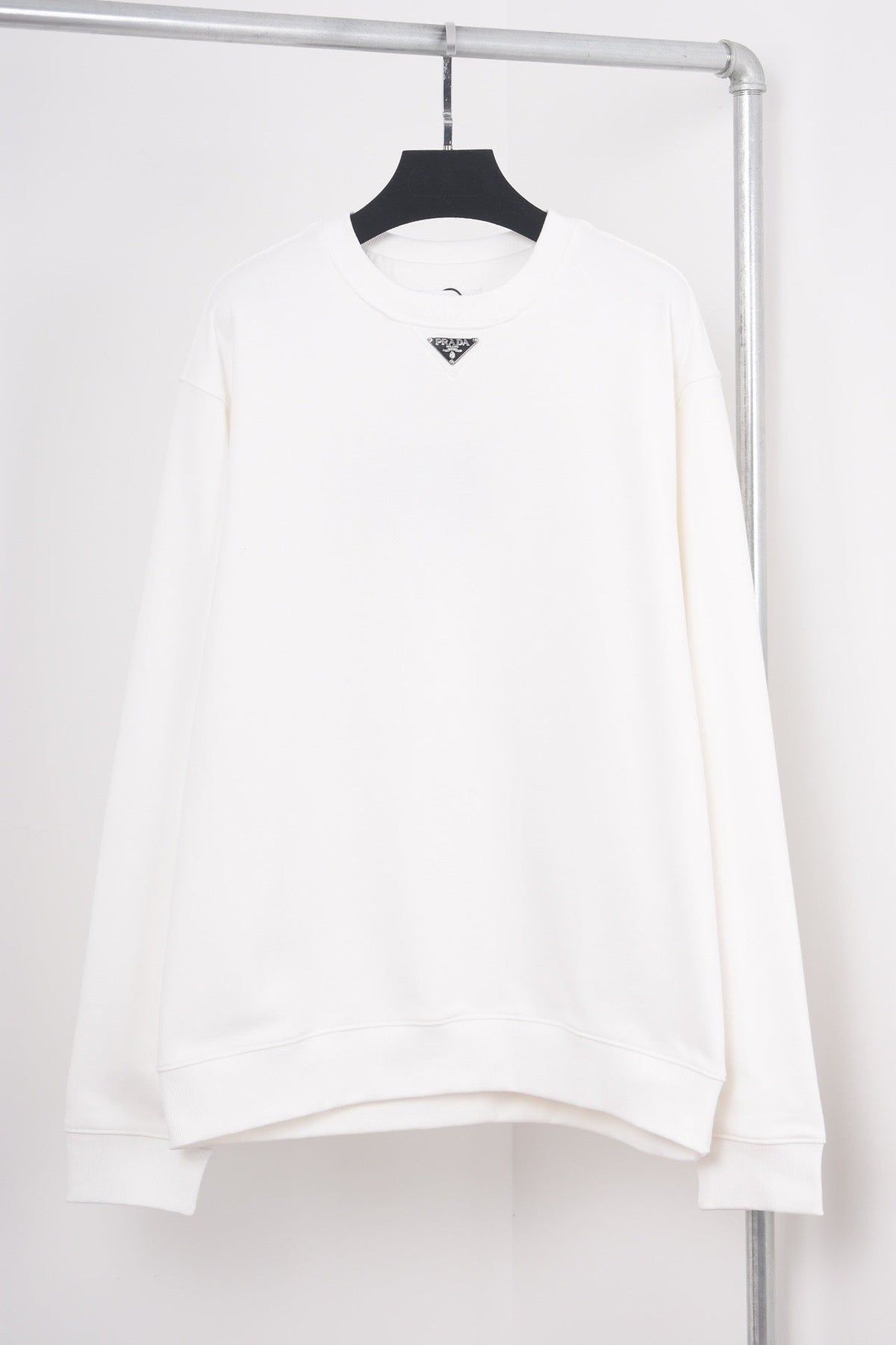 Black Cotton Triangle Logo Long-Sleeve - Men's