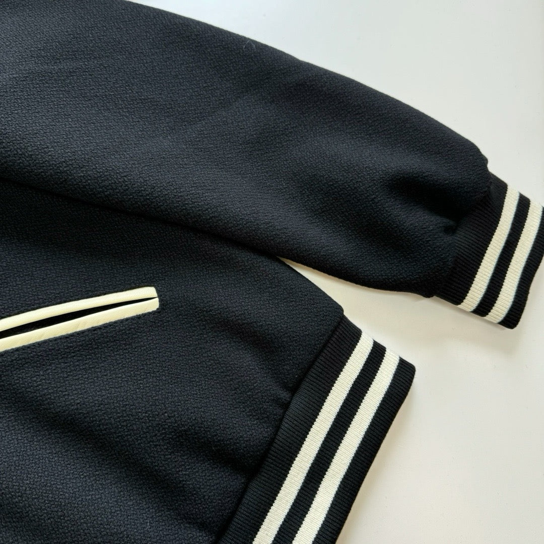 Black Wool Cream Sleeve Varsity - Men's