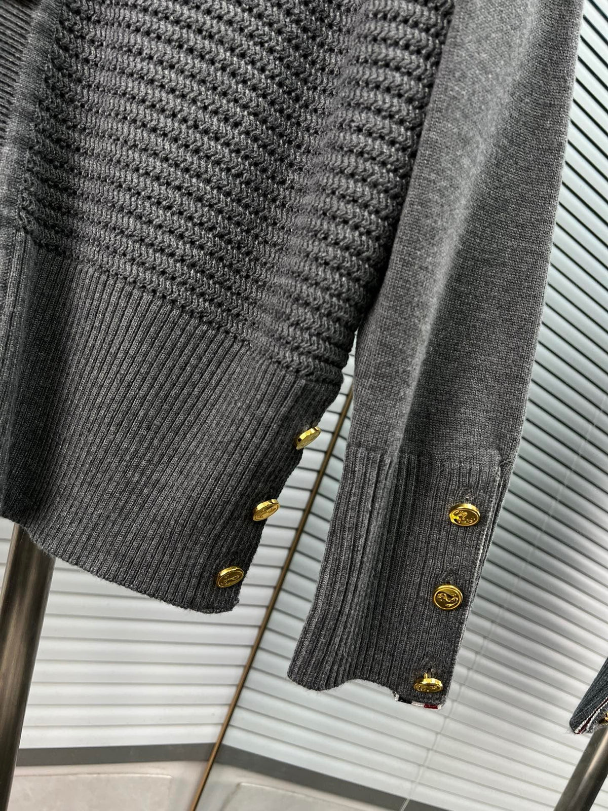 Grey Knit Cardigan - Men's