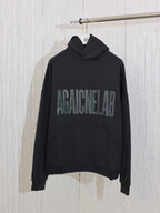 Black Cotton Tonal Text Pullover - Men's
