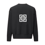 Black Cotton Bold Text Crewneck - Men's