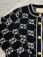 Black Jacquard Monogram Cardigan - Men's