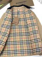 Beige Nylon Contrast Collar Quilted - Men's