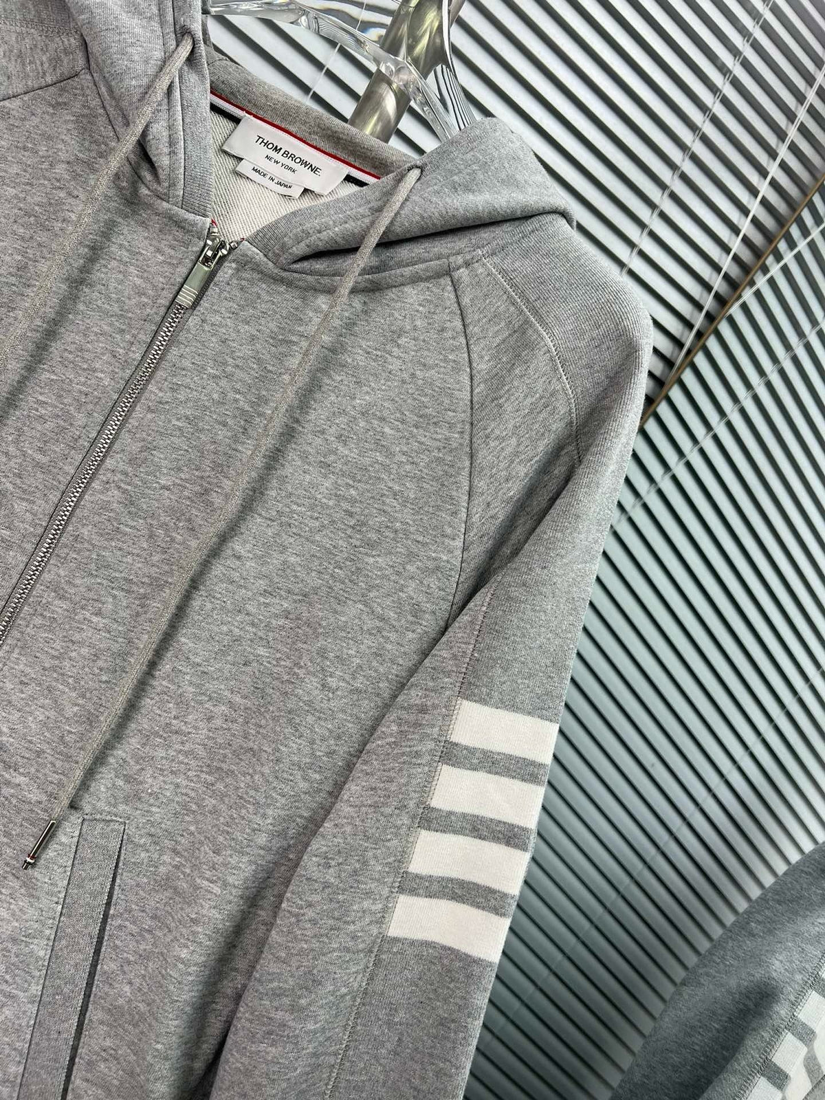 4-Bar Zip Black Hoodie - Men's