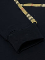 Black Cotton Check Stripe Crewneck - Men's