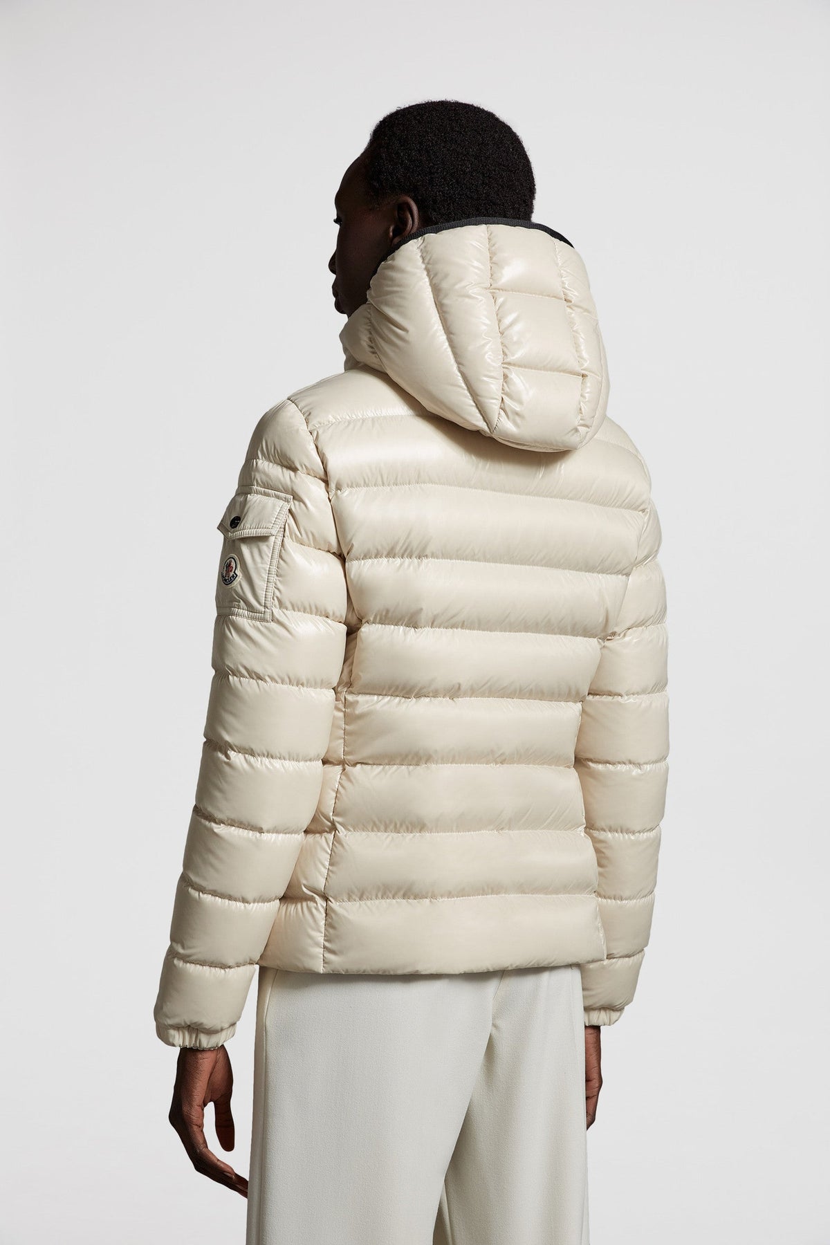 Bady Short Down Jacket – a brand signature, a classic patch pocket, adorns the Bady's sleeve – LUX VERSE Luxury Designer Fashion Outlet
