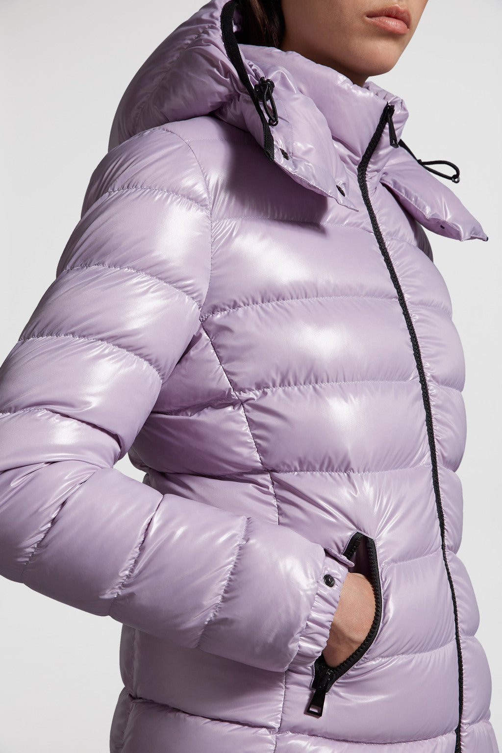Bady Short Down Jacket – emblematic of DNA, the Bady down jacket for women is crafted from glossy nylon laqué – LUX VERSE Luxury Designer Fashion Outlet