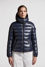Moncler Bady Short Down Jacket – emblematic of DNA, the Bady down jacket for women is crafted from glossy nylon laqué – LUX VERSE Luxury Designer Fashion Outlet